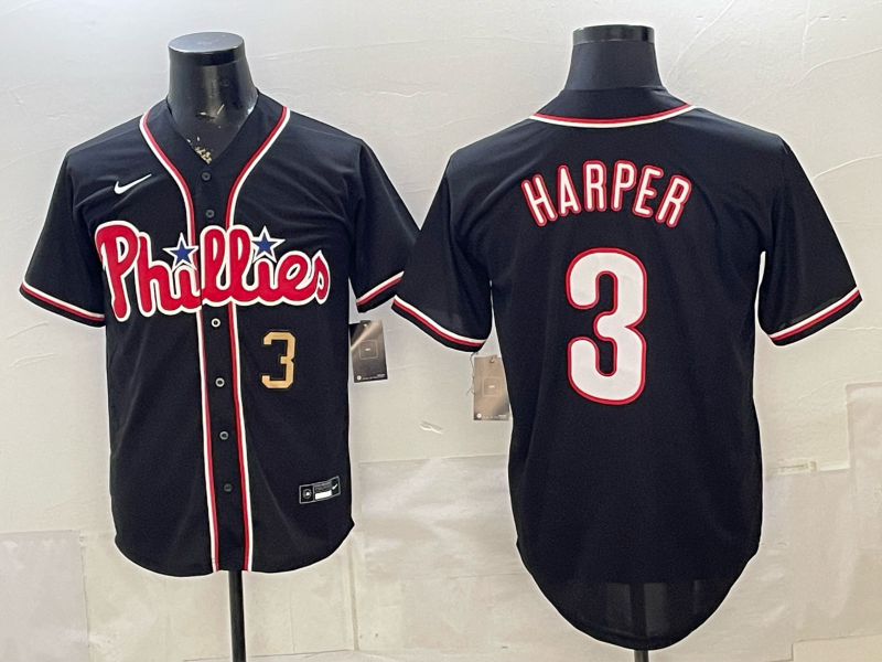 Men 2026 Philadelphia Phillies #3 Harper black Game Nike MLB Jersey 051805